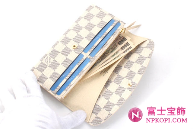 ルイヴィトンスーパーコピーダミエ アズール ポルトフォイユエミリー 長財布 N63021